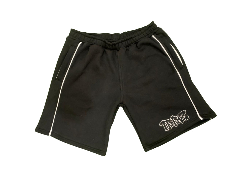 Black piped shorts